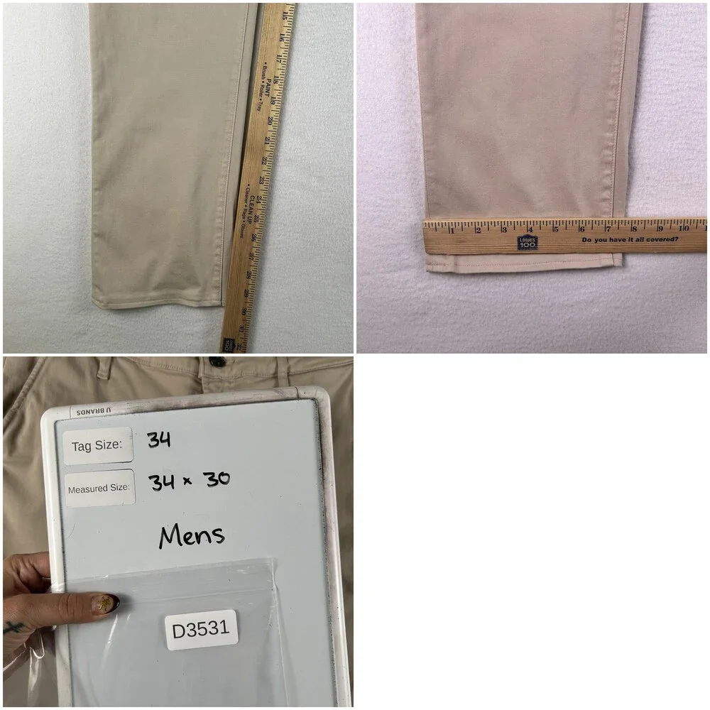 Edwin Pants Mens 34x30 Beige Otis Chino Stretch Canvas Khakis Flat Front USA